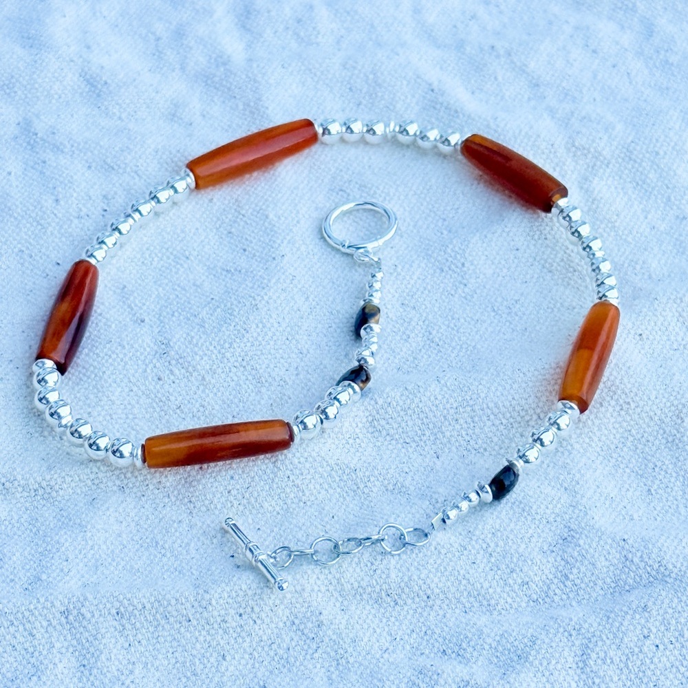 Artist Handcrafted Sterling Silver Beaded Necklace, Native American jewelery